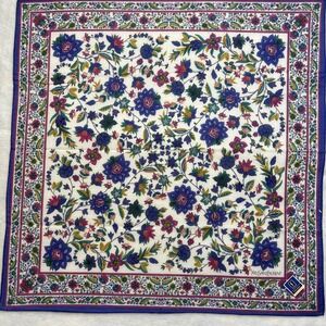 YVES SAINT LAURENT Scarf Bandana Floral Vine Cotton Multicolor Accessory 18.5"